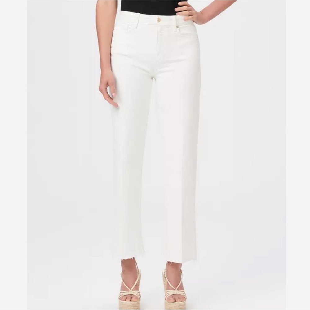 Paige Leenah Ankle Raw Hem Tonal Ecru Size 28